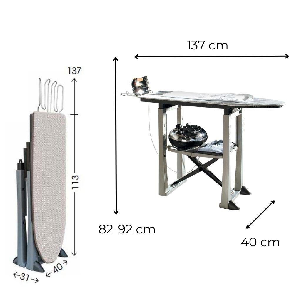 GarPet Bügelbrett XXL Bügelbrett mit Bügelablage 40 cm Breit Dampf Bügel verstellbar