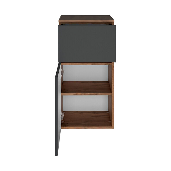 Unterschrank Lincoln, 40 cm, matt grau/wotaneiche