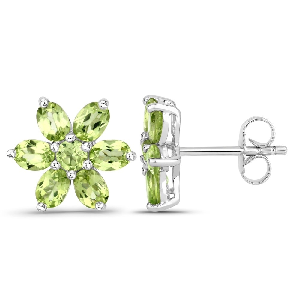 Rafaela Donata Boucles doreilles Fleur Argent sterling Vert en Argent Bijoux