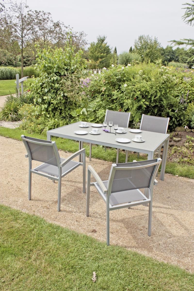 Garden Pleasure Harms Gruppe Grace 5tlg. / 1x Tisch / 4x Stapelstuhl