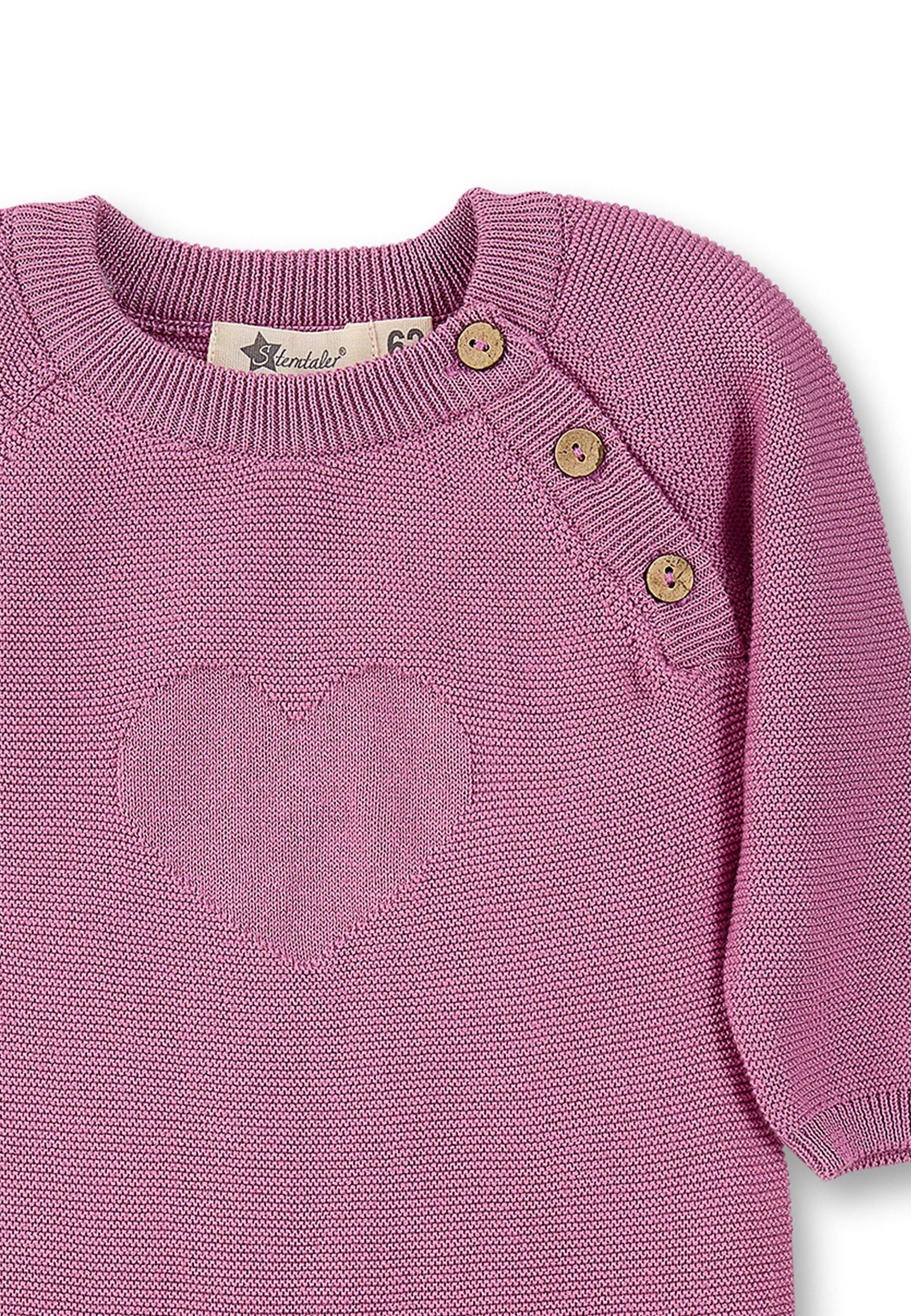 GOTS Strick-Einteiler in Rosa mit Motiv Herz
