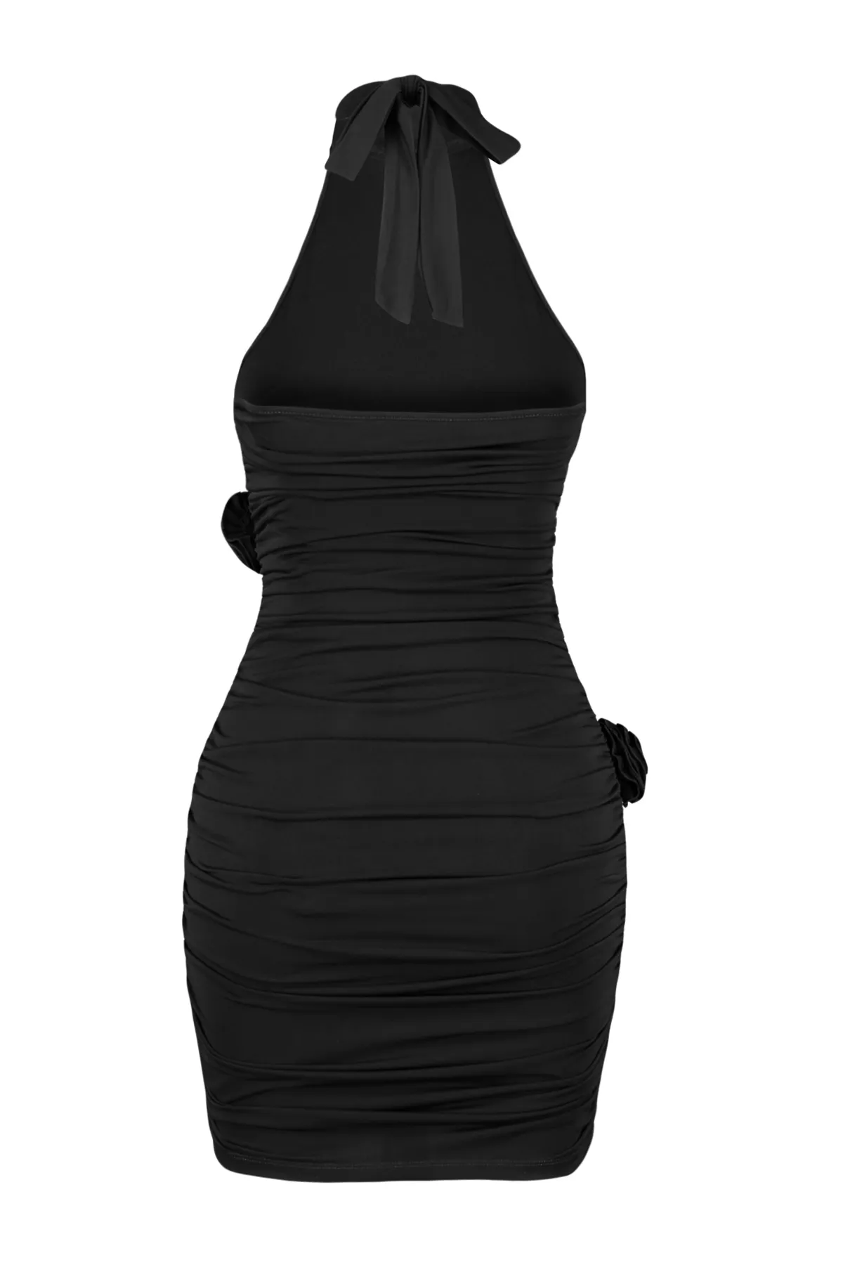 Trendyol Collection  Schwarzes, figurbetontes, gestricktes, florales, stilvolles Abendkleid TPRSS24EL00112