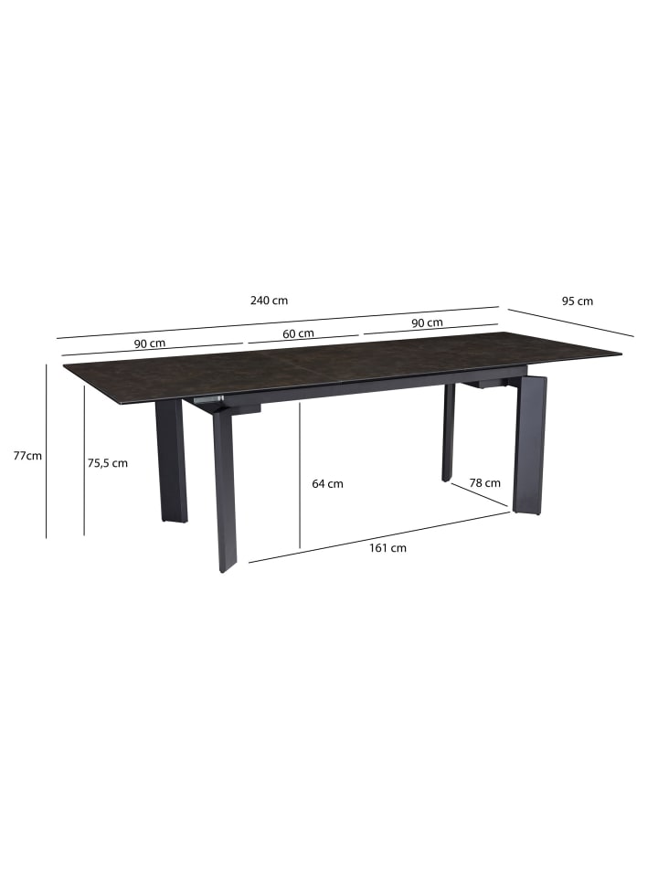 KADIMA DESIGN Esstisch ausziehbar 180-240 cm groß, Steinoptik, Keramik-Glasplatte in Schwarz günstig kaufen onesize