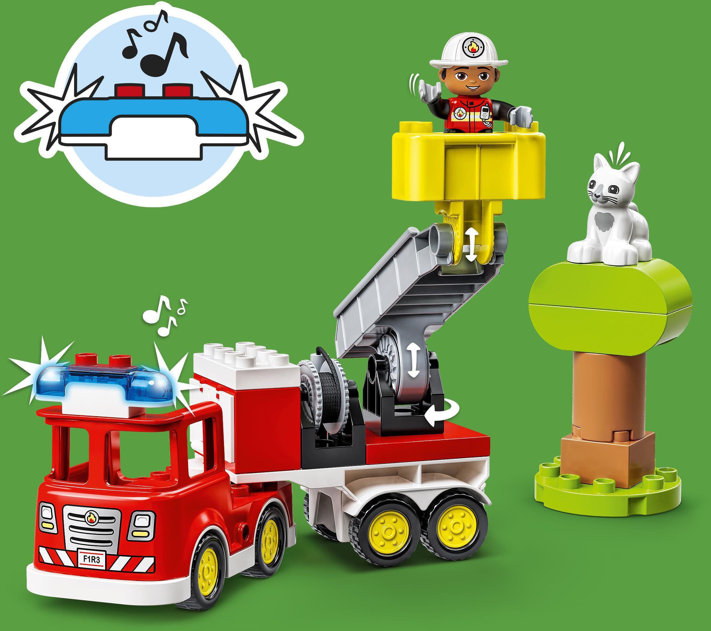 LEGO® Konstruktionsspielsteine Feuerwehrauto (10969), LEGO® DUPLO, (21 St), mit Sirene und Licht; Made in Europe