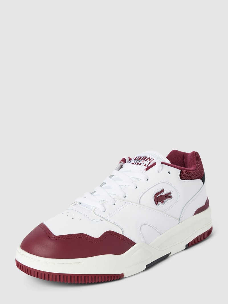 Sneaker aus echtem Leder in Two-Tone-Machart in bordeaux rot