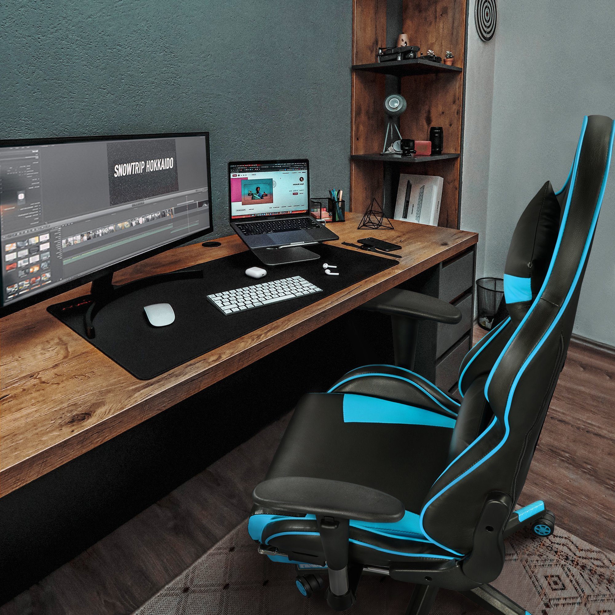 Yaheetech Gaming Chair, Gaming Stuhl mit einstellbaren Armlehnen