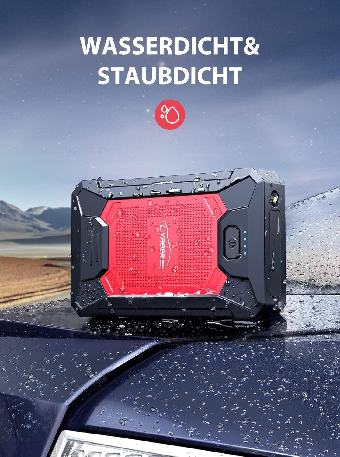 Yaber Starthilfegerät 12800 mAh, 1500A Spitzstrom Tragbare Auto Starthilfe