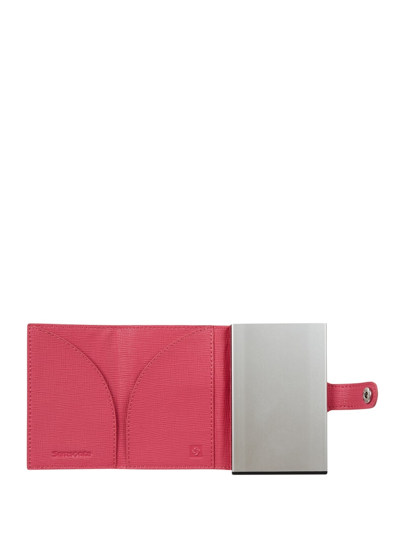 Kartenetui aus Leder Modell 'Alu Fit' in pink