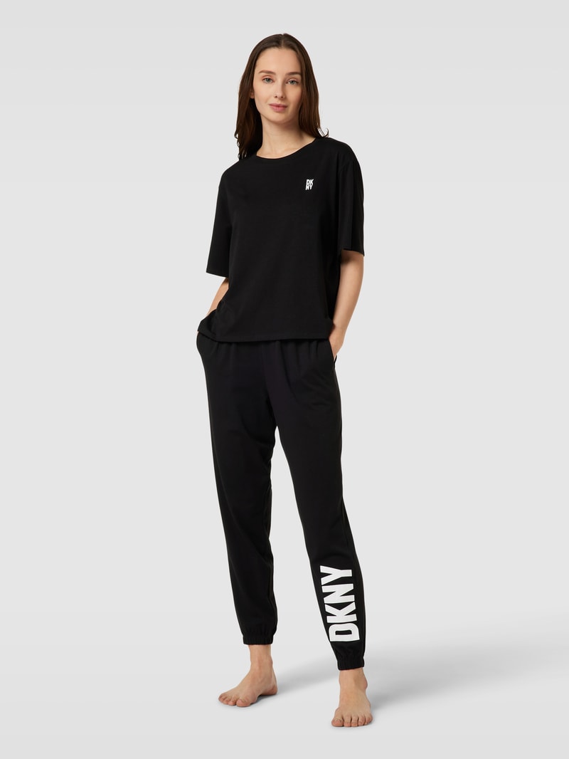 Pyjama-Hose mit Logo-Bund Modell 'Sleep Jogger' in schwarz