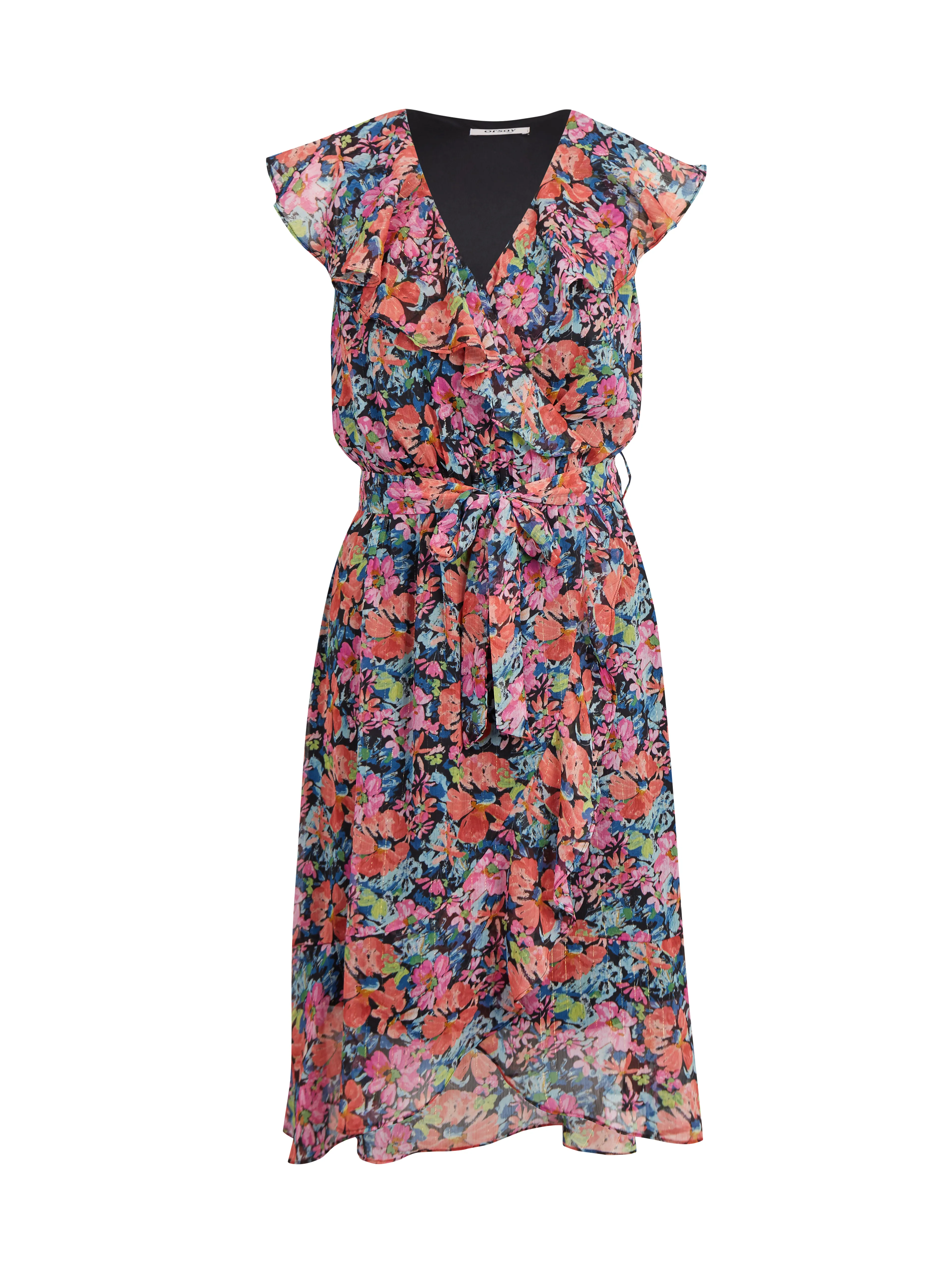 Rot-schwarzes Damen-Blumenkleid ORSAY
