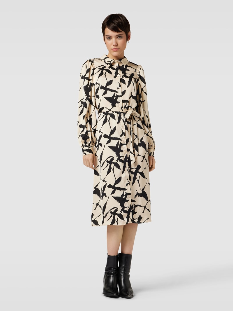 Hemdblusenkleid mit Allover-Print Modell 'ASTRID' in black