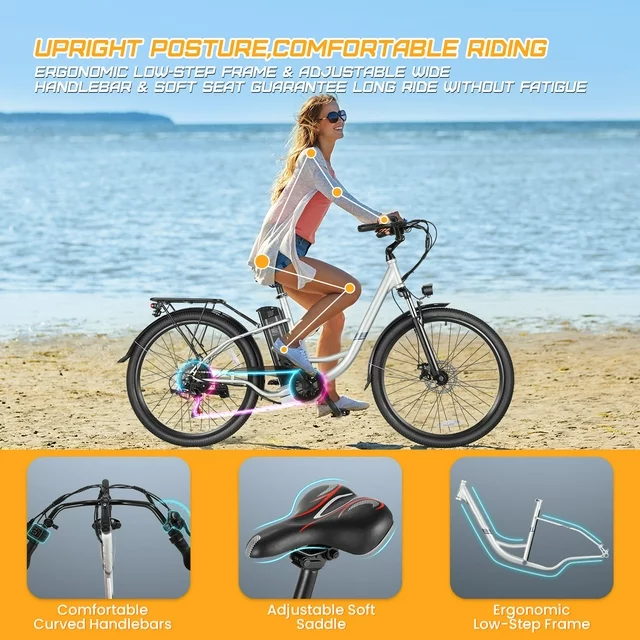 Gocio 500W Electric Bike for Adults, 26 Electric Hybrid Bicycle City Ebike, E Bike with 48V 7.8Ah Battery