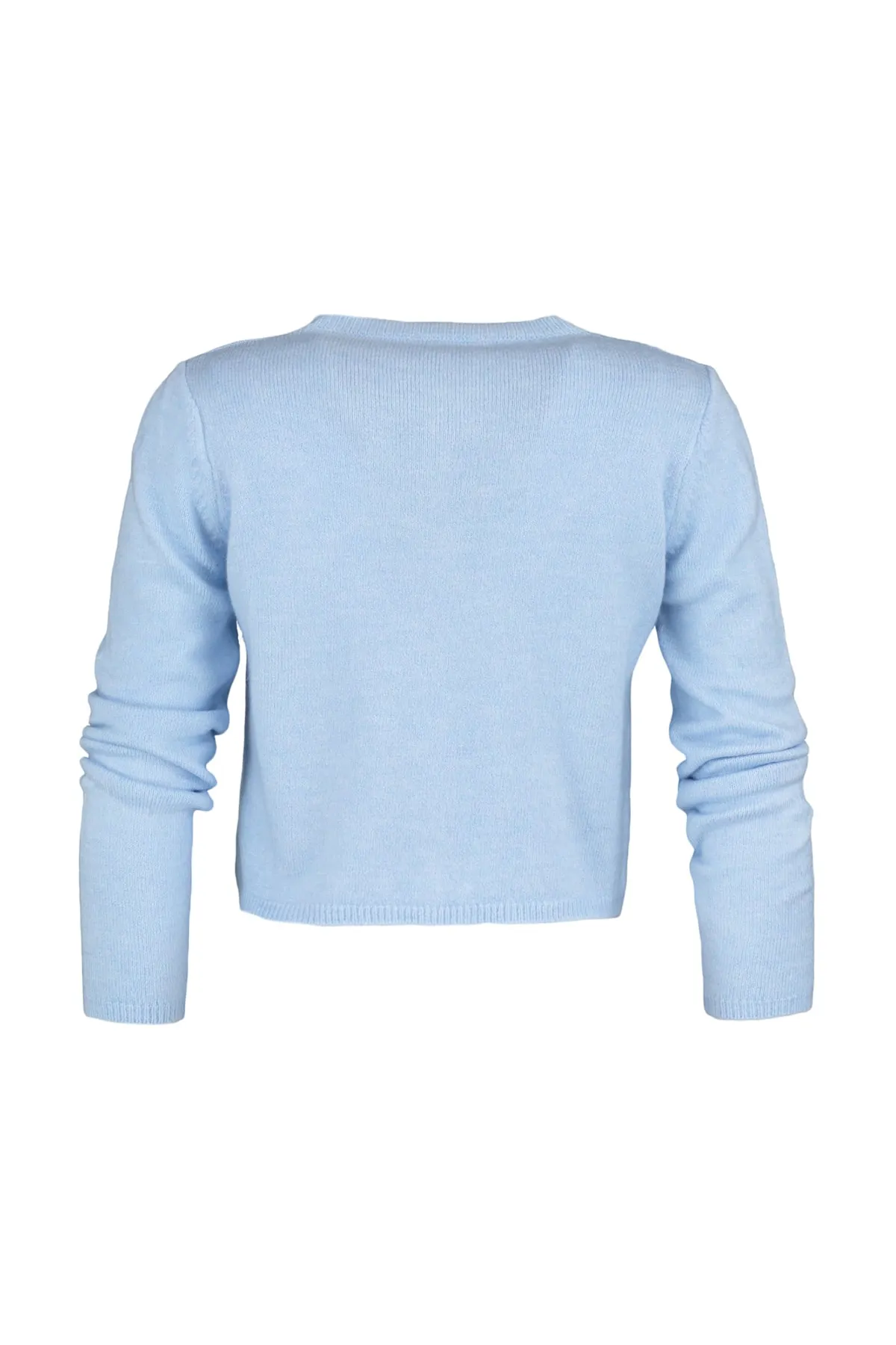 Trendyol Collection  Blaues Strick-Set aus kurzer Bluse und Cardigan - Soft Texture TWOAW21HI0107