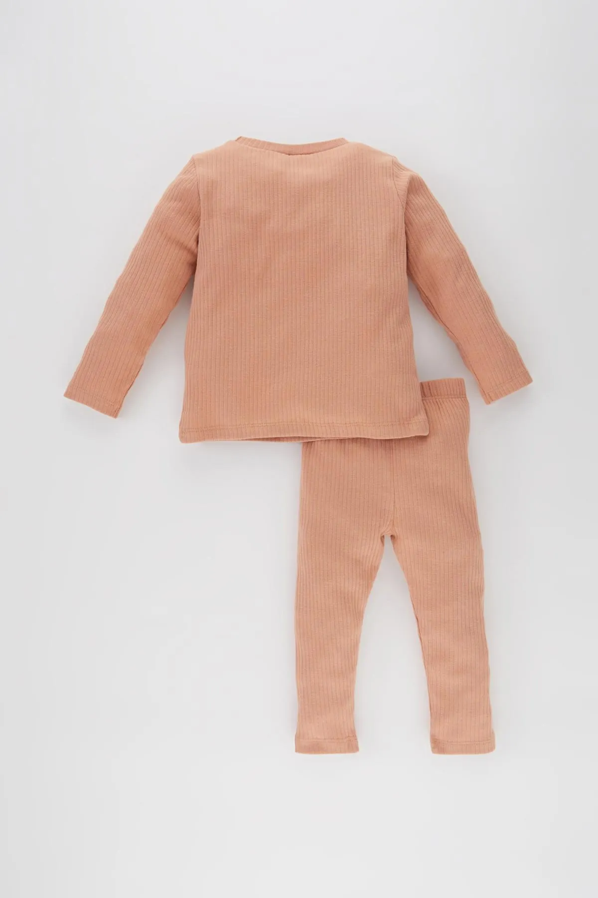 DeFacto  Baby-Mädchen-Pyjama-Set mit besticktem, langärmligem, geripptem Leibchen