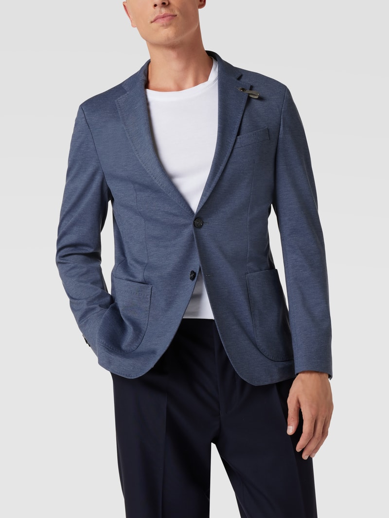 Slim Fit 2-Knopfsakko mit Anstecknadel Modell 'Seba' in blau