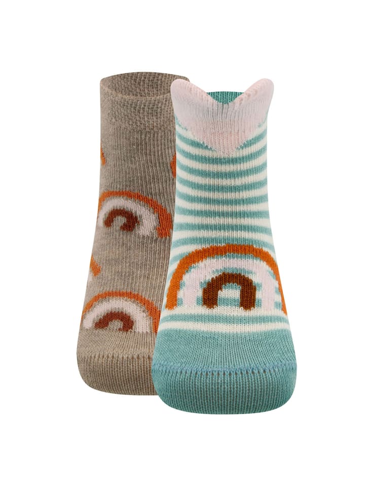 ewers 2er-Set Socken 2er Pack Regenbogen/Herzen in staubblau-dunkel beige mel. günstig kaufen