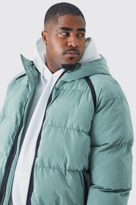Plus Steppjacke in Knitteroptik mit Kapuze