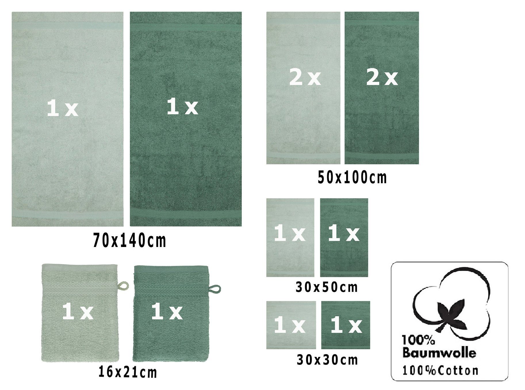 Betz Handtuch Set 12-TLG. Handtuch Set Premium heugrün/tannengrün, Baumwolle, (12-tlg)