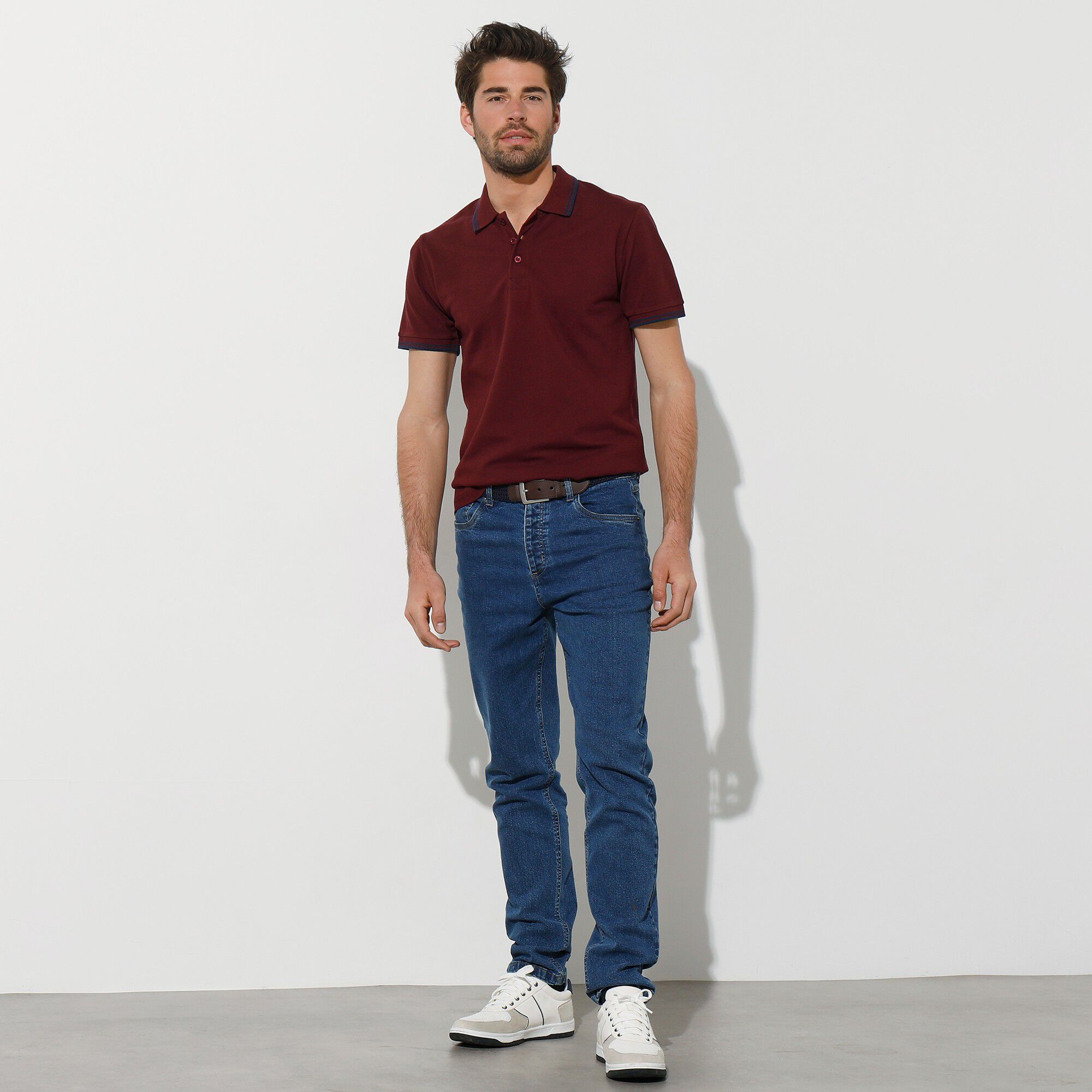 Polo uni maille piquée manches courtes