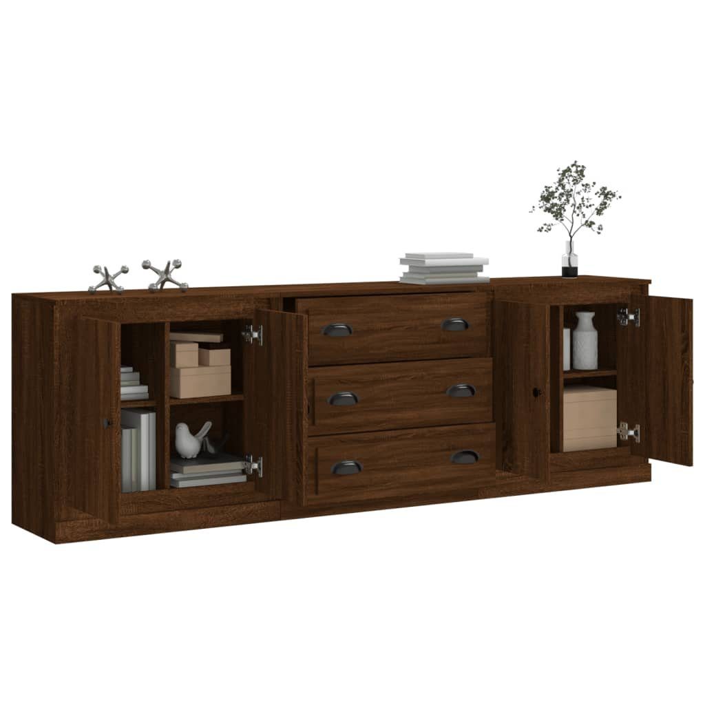 vidaXL Sideboard Sideboards 3 Stk. Braun Eichen-Optik Holzwerkstoff (3 St)