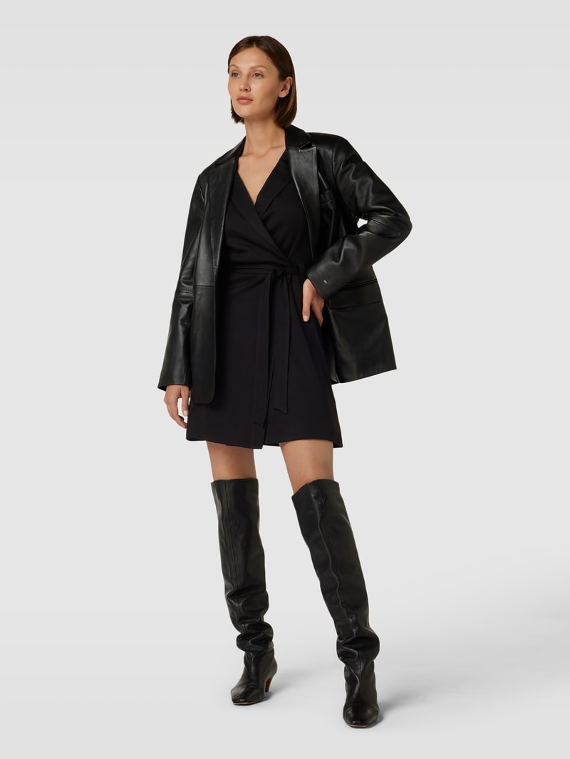 Knielanges Kleid mit Reverskragen Modell 'MELANIA' in schwarz