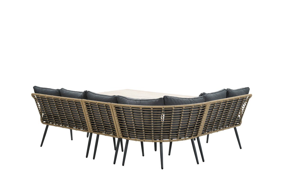 Garden Impressions Gartenlounge-Set Hohe Dining Aluminium Open Wicker Eck-Lounge Margriet 6tlg., wasserabweisende Kissen