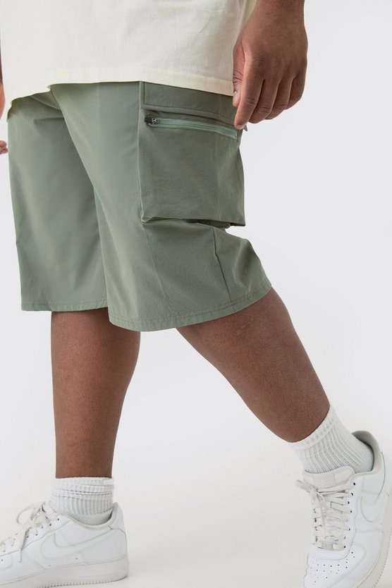 Plus lockere elastische Stretch Cargo-Shorts