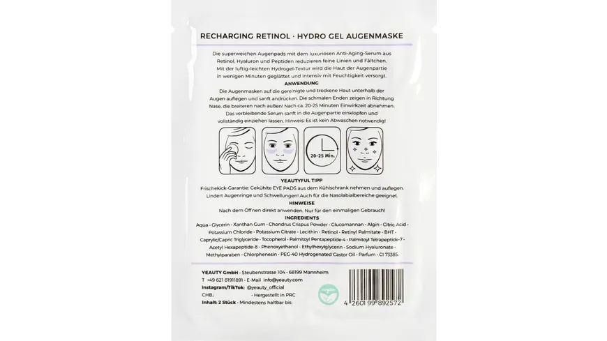 YEAUTY Luxurious Lift Eye Pad Mask