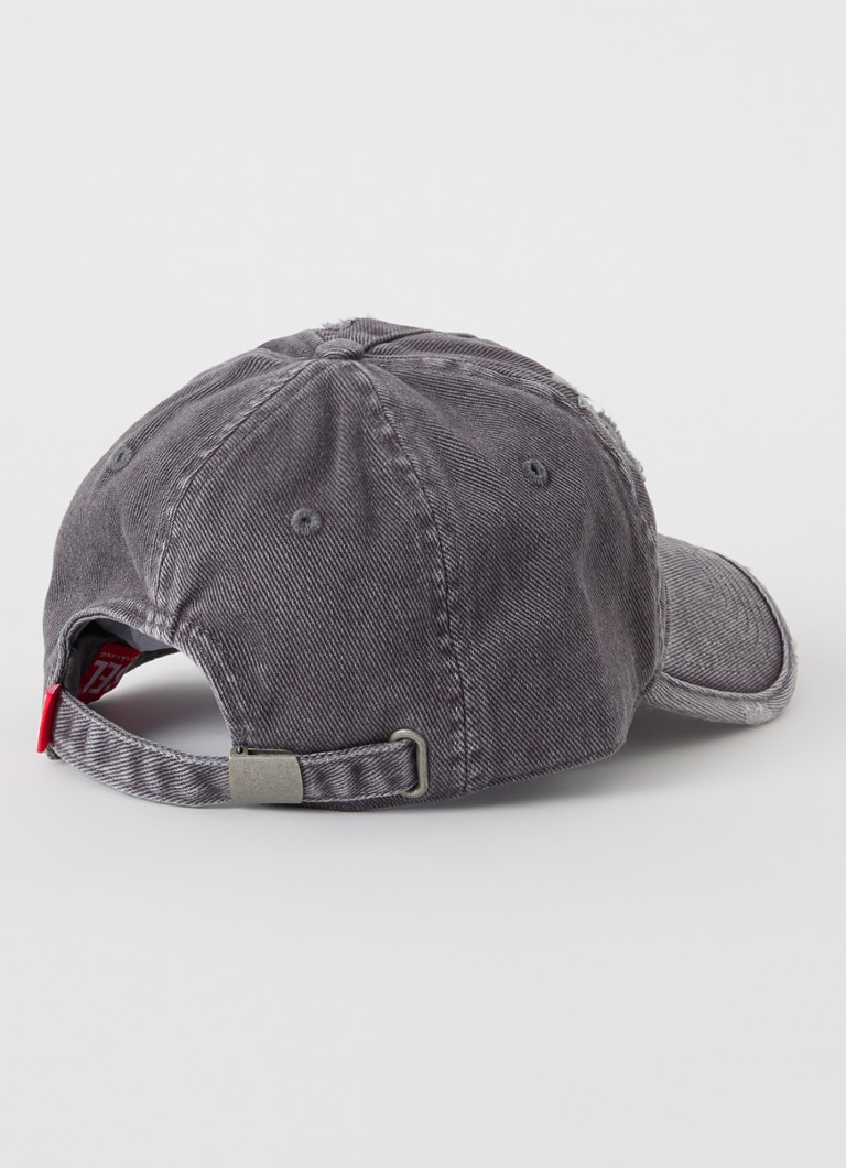 Cappellino Diesel C-Ball in denim con finitura effetto invecchiato e logo
