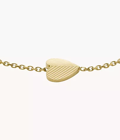 Fossil Armband Harlow Linear Texture Heart Edelstahl goldfarben