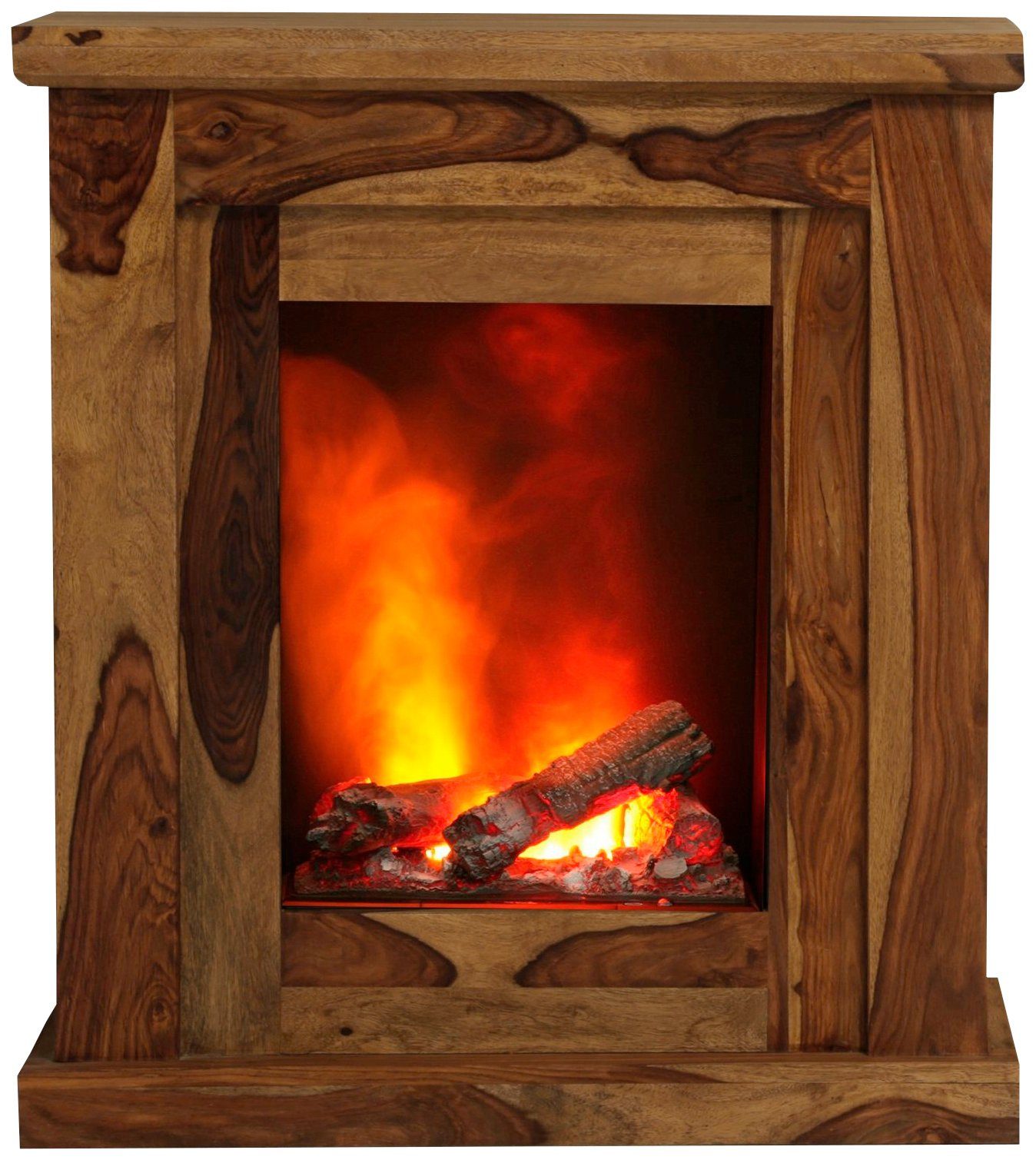 Albero Elektrokamin Mumbai, Heizung, 1000/2000 W, 3D Flammeffekt, große Maserung, Fernbedienung