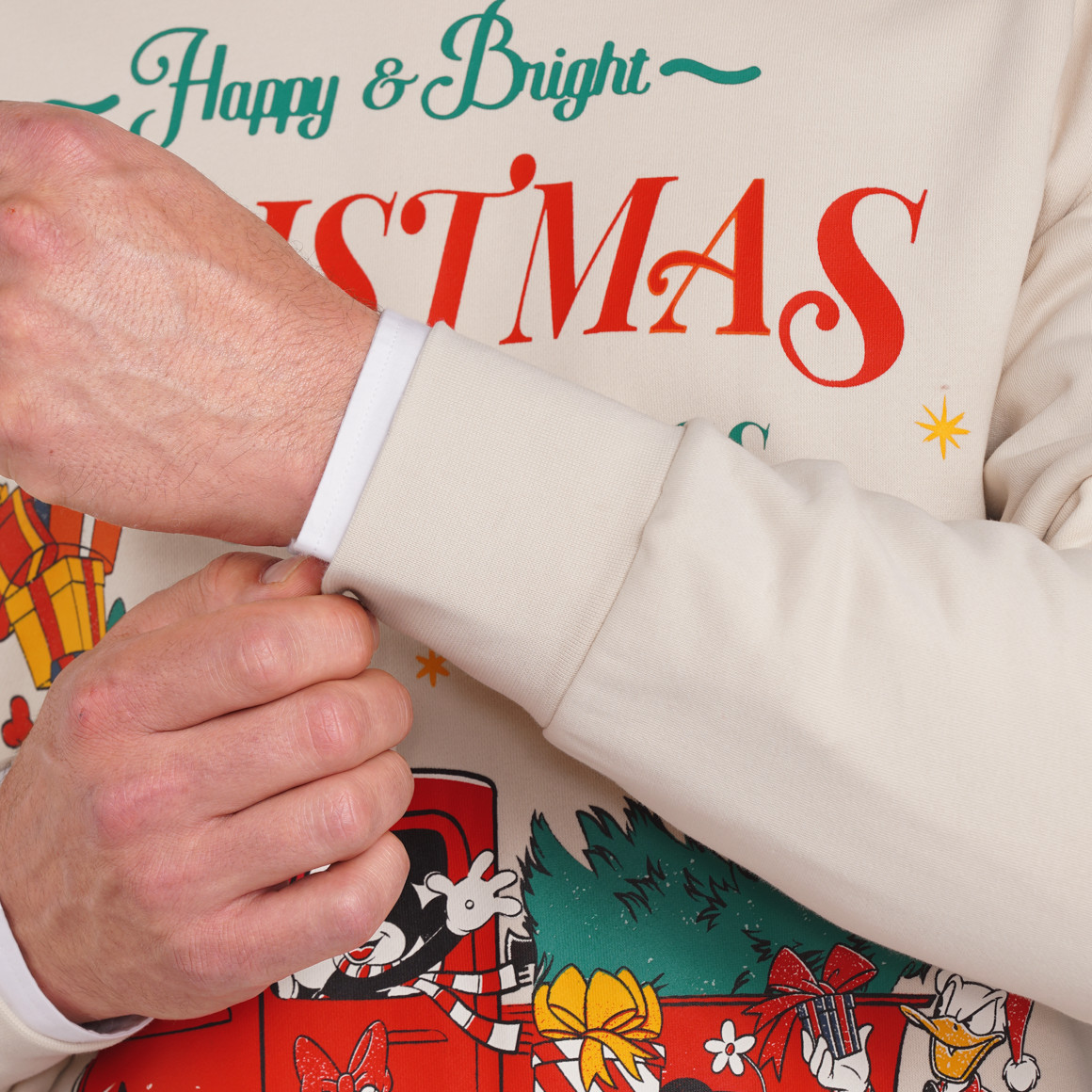 Micky Maus Weihnachtssweatshirt mit Print creme