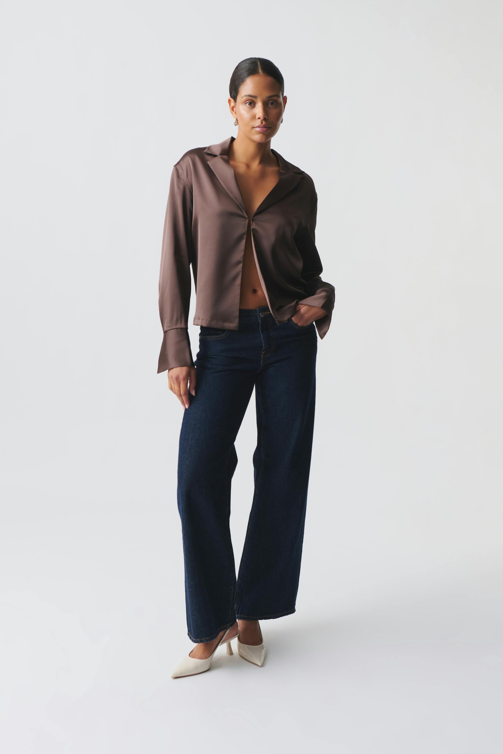 Open satin shirt