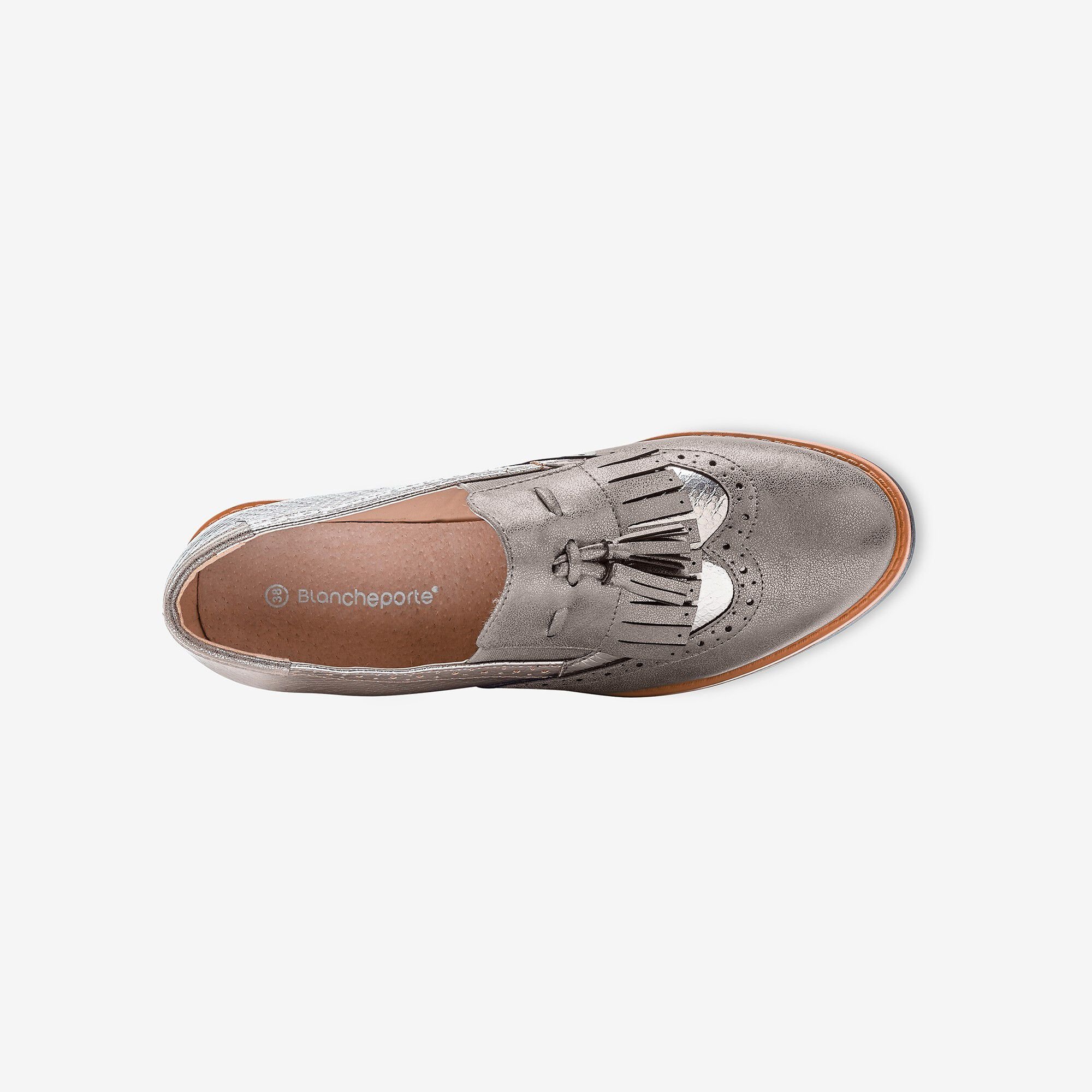 Mocassins compensés à franges et pompons