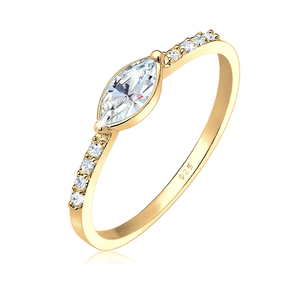 Elli Elli Bague Femme Fiançailles Élegante avec des Cristaux en Argent Sterling 925 Bague