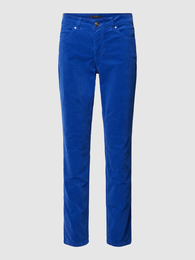 Feincord-Hose in unifarbenem Design in royalblau