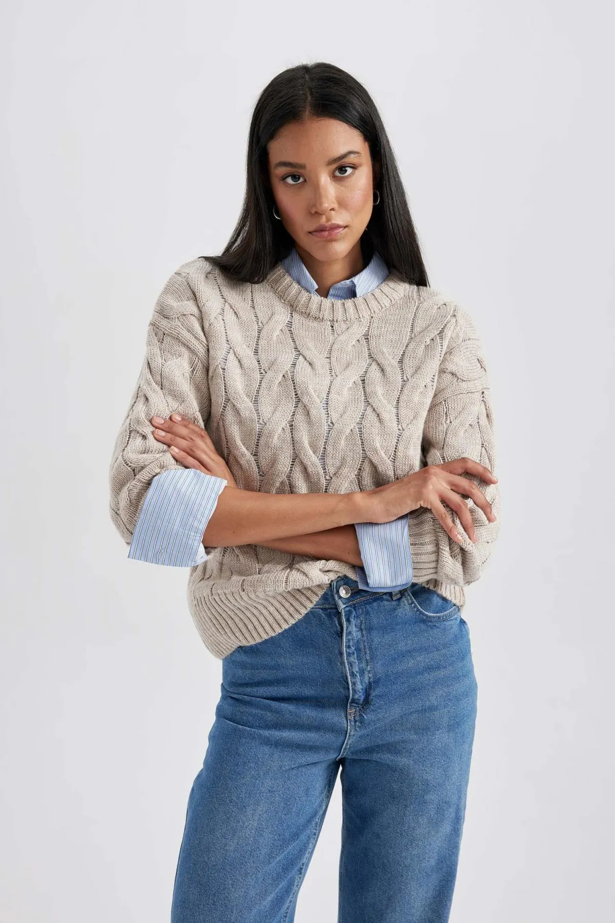 DeFacto  Pullover mit Rundhalsausschnitt in Oversize-Passform