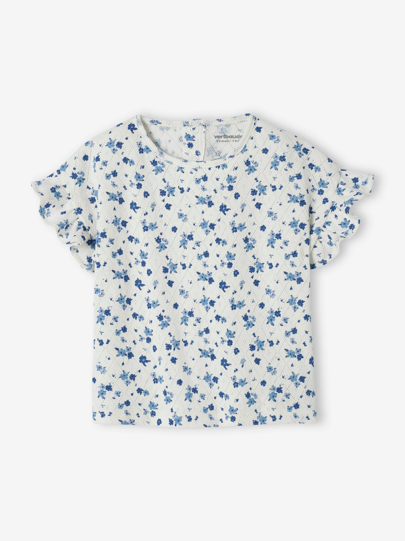 Vertbaudet Festliches Mädchen Baby T-Shirt - wollweiß