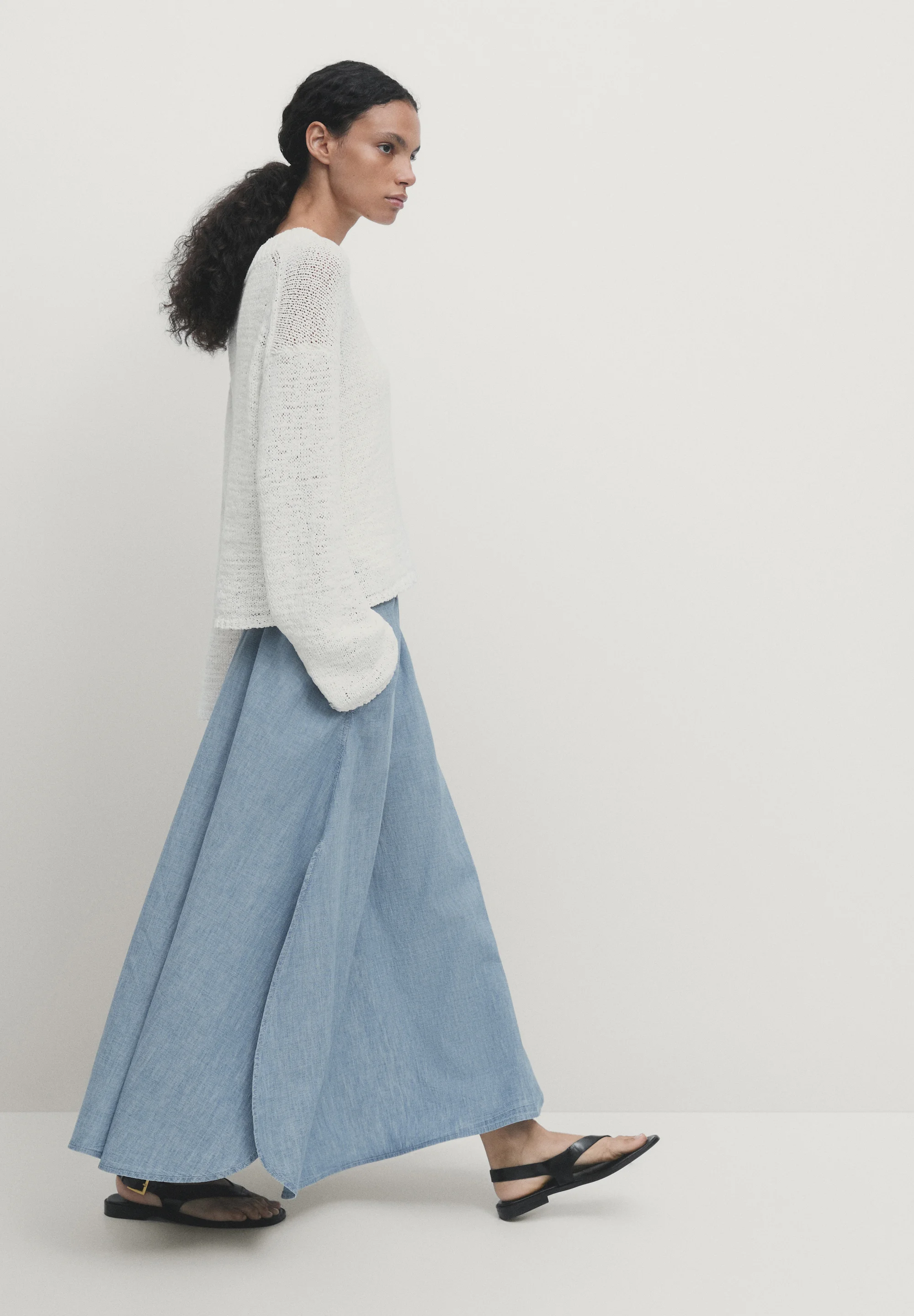 Massimo Dutti CON CINTURA ELÁSTICA - Falda acampanada