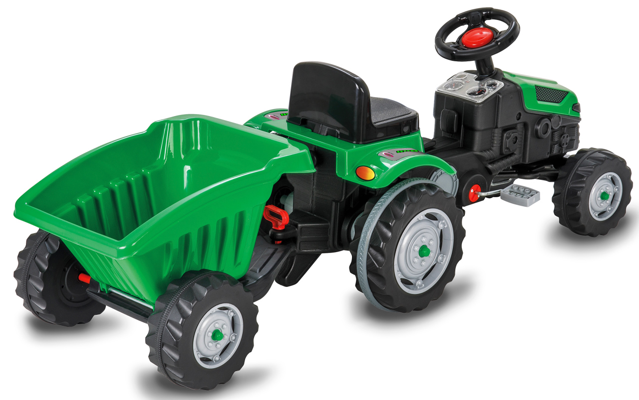 Jamara e.K. JAMARA Trettraktor mit Hänger Strong Bull grün