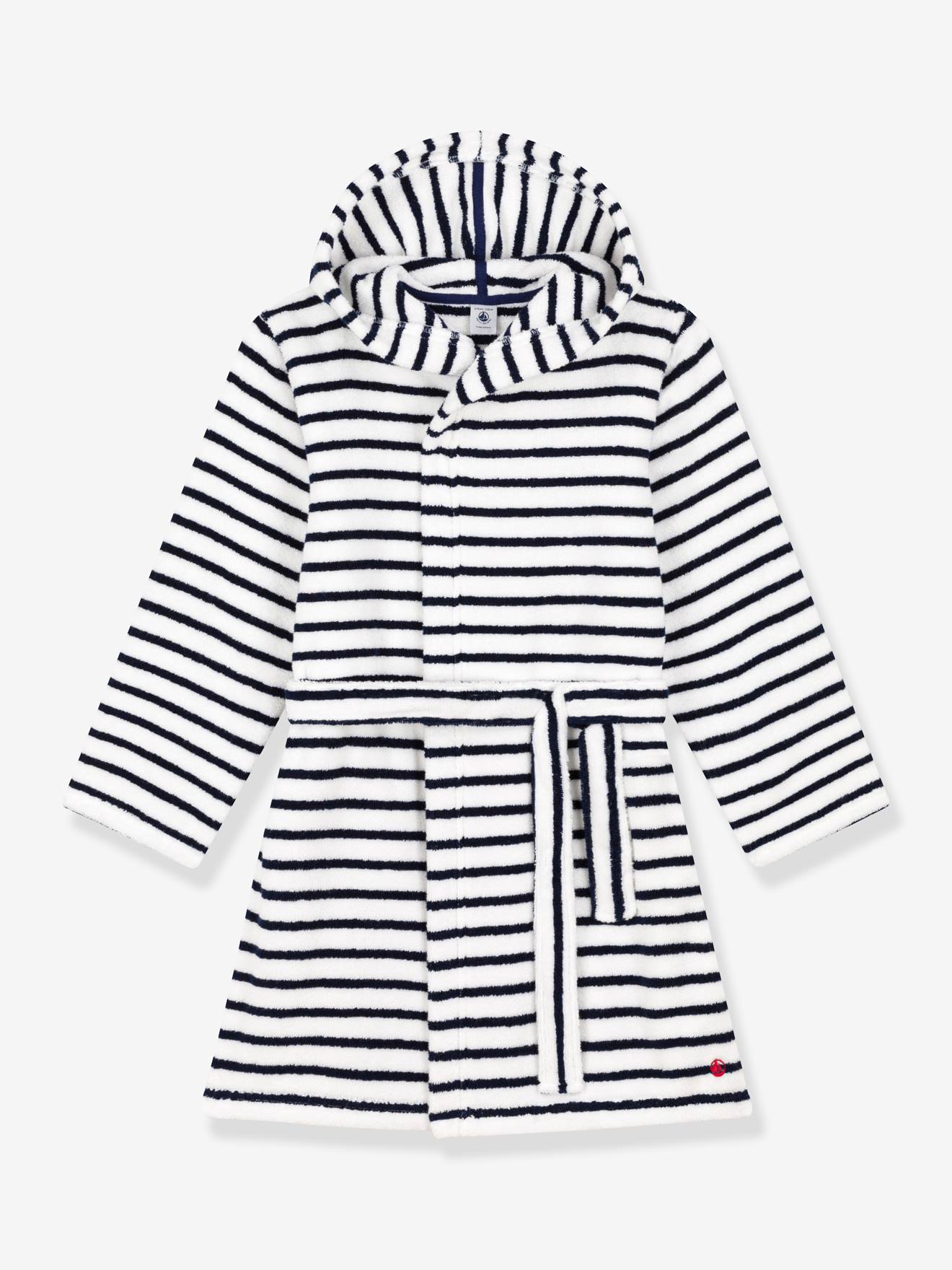 Peignoir rayé en éponge PETIT BATEAU blanc imprimé