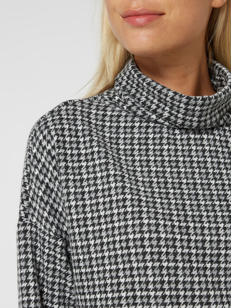 Sweatshirt mit Hahnentritt in schwarz