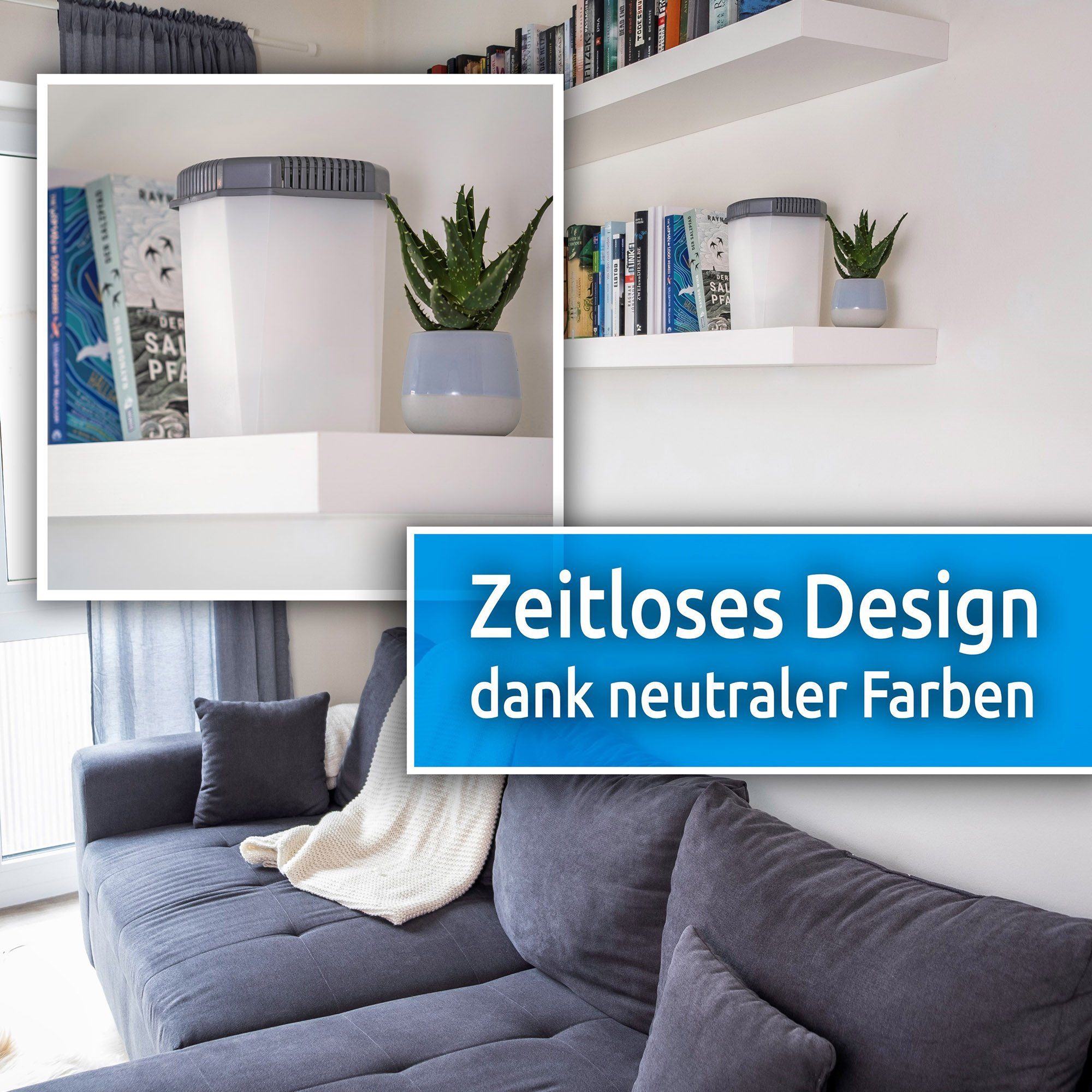 Bestlivings Luftentfeuchter Entfeuchter mit Ausgießer, für 55 m³ Räume, Tank 0,50 l, Raumentfeuchter inkl. 2x 680gr Granulat - Entfeuchter Raum