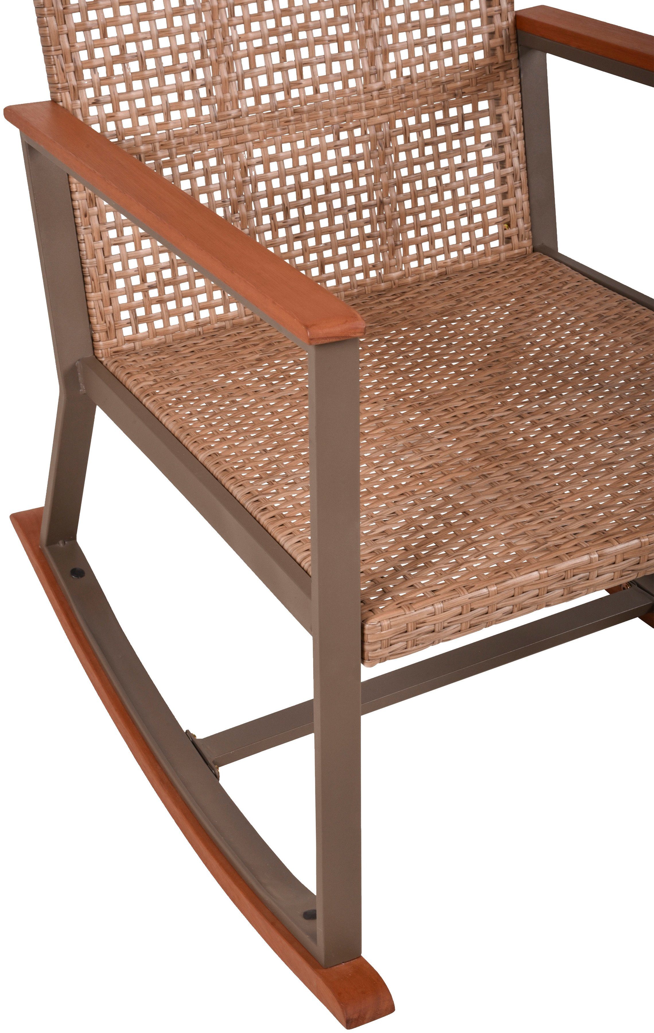 Garden Pleasure Schaukelstuhl SINALOA (Set), Teak Look, inkl. Tisch und Auflagen