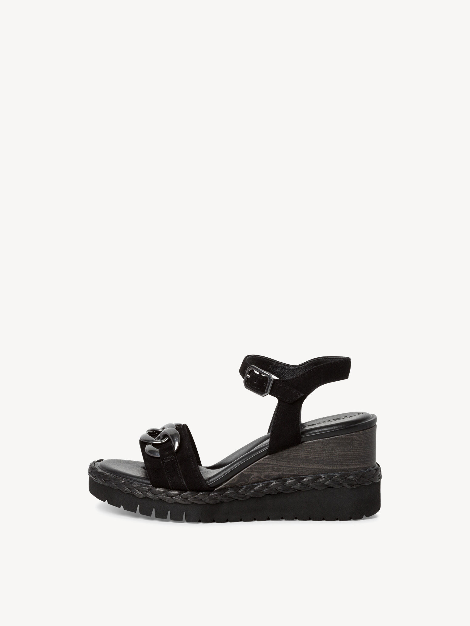 Sandale à talon en cuir - noir