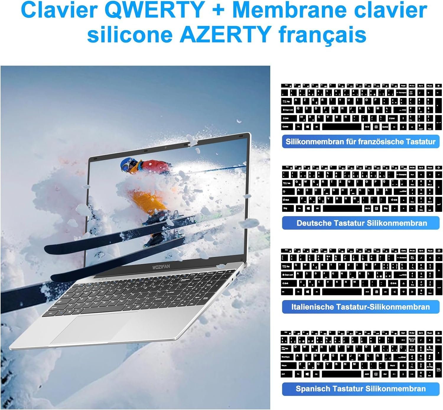 WOZIFAN Notebook (Intel Celeron J4105, 128 GB SSD, FHD Display 6 GB RAM lange Akkulaufzeit für ultimative Produktivität)