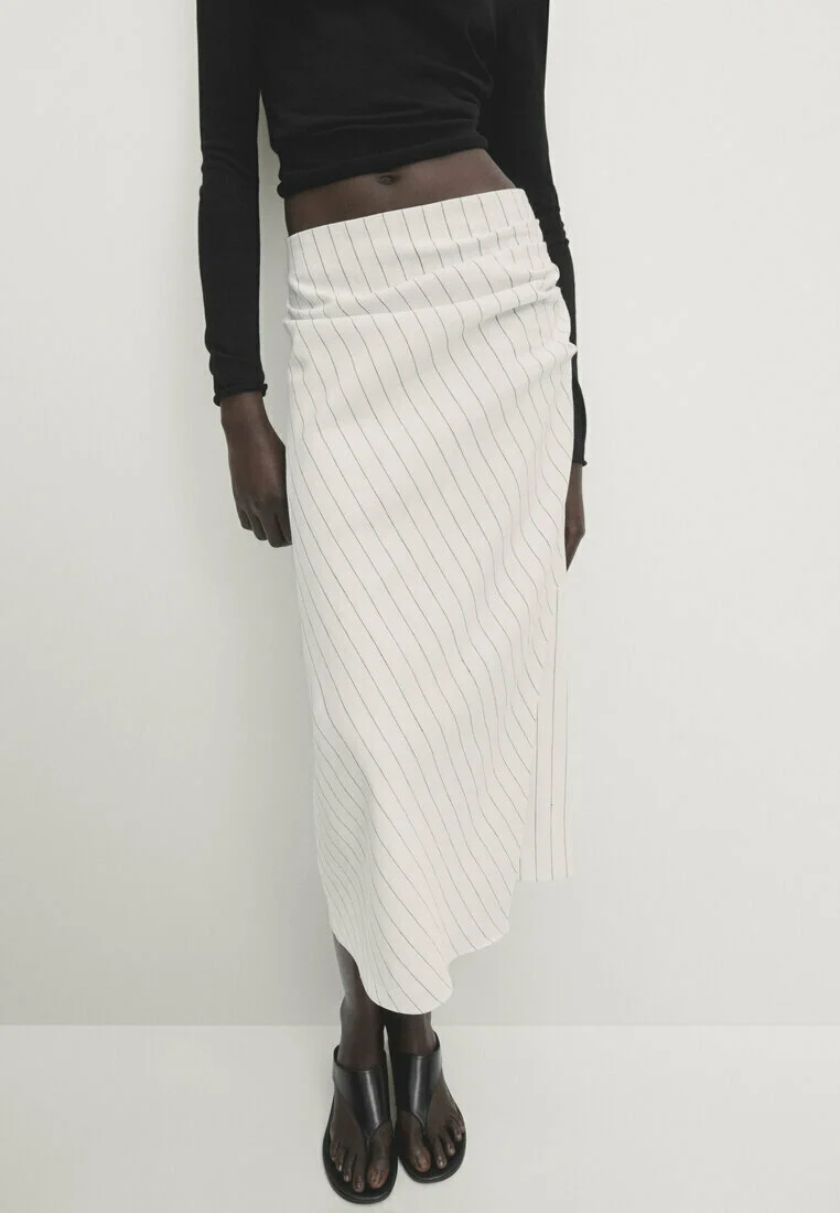 Massimo Dutti MIDI DETALLE RAYAS - Falda Cruzada