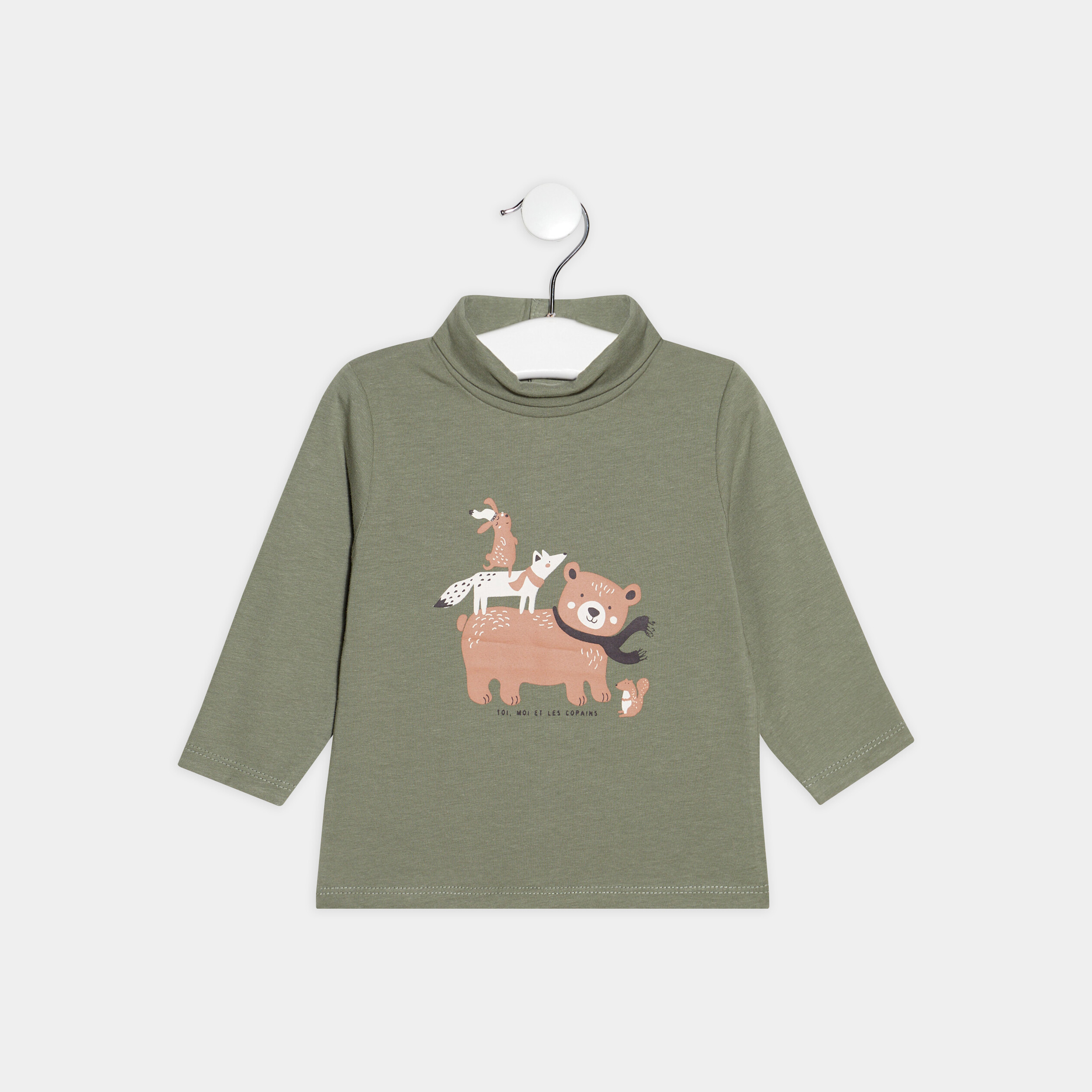T-shirt avec col roulé vert kaki bébé garçon | La Halle