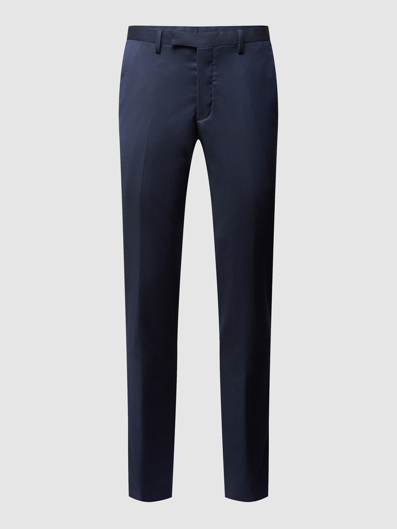 Slim Fit Business-Hose mit Webmuster in marineblau