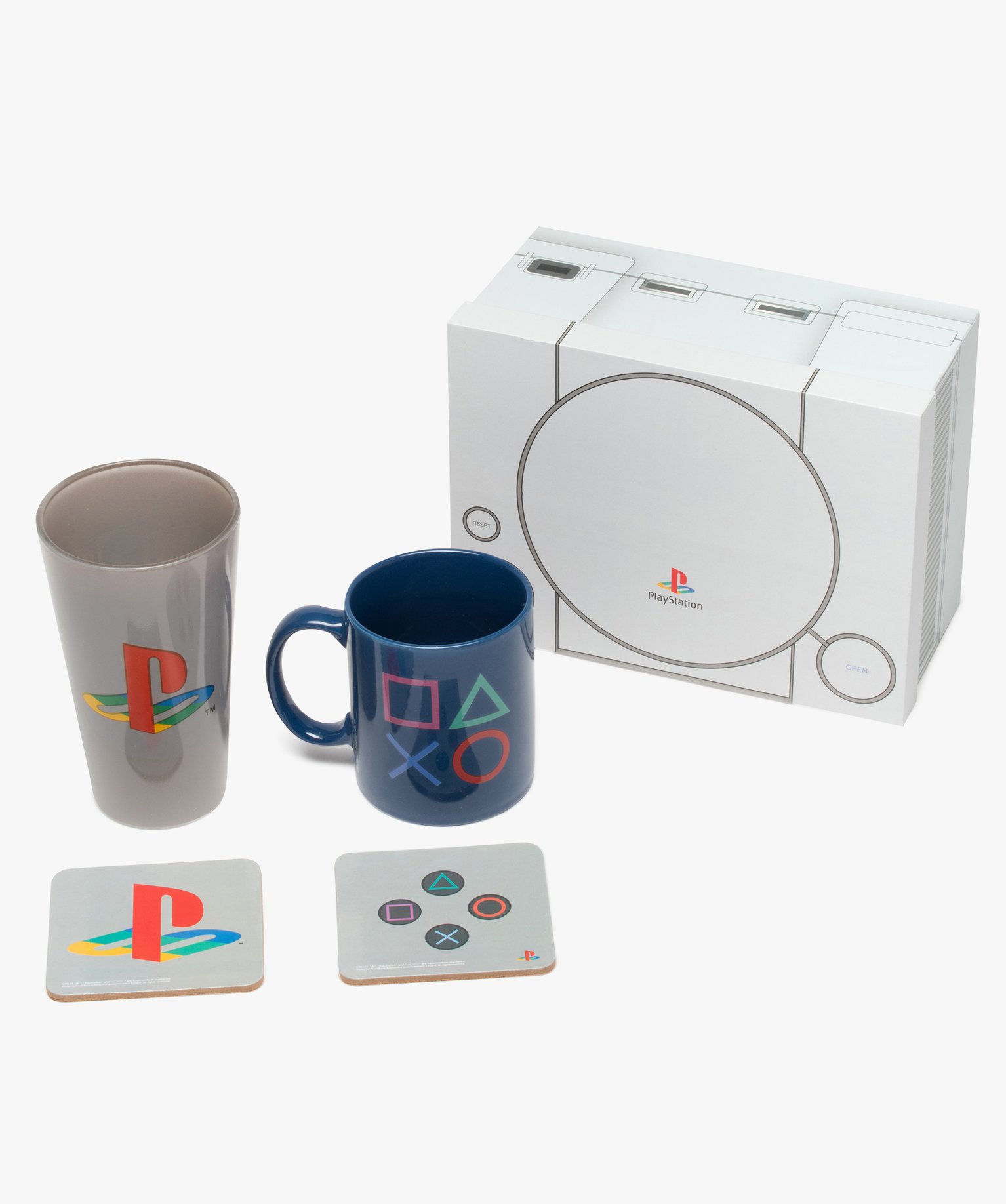 Coffret cadeau 4 pièces : 1 mug + 1 verre + 2 sous-verre - ... gris | GEMO